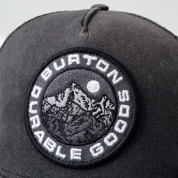 Burton Snowboards Snapback Trucker Hat Washed Black Gray Mountain Skate Mesh - Picture 2 of 6